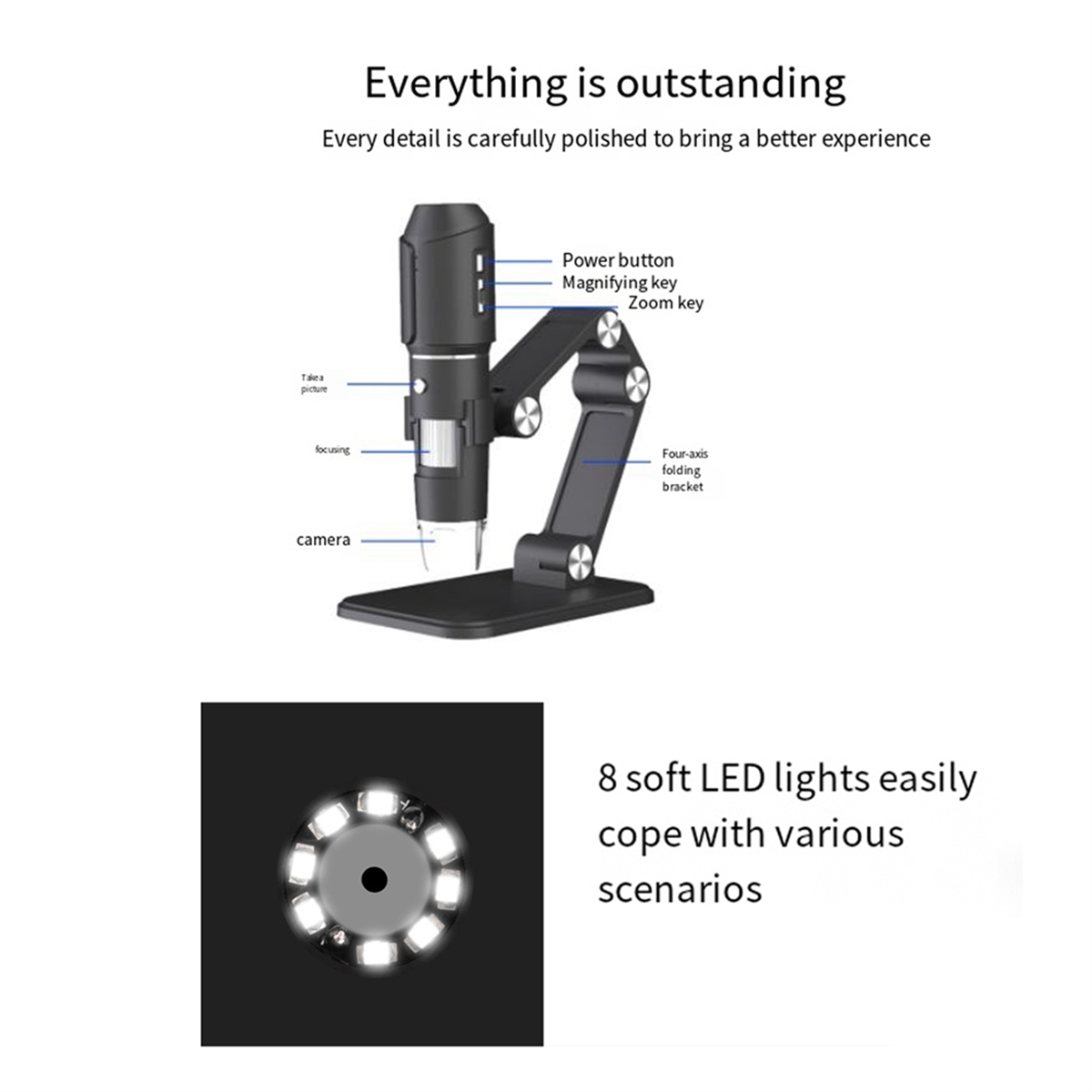 Digital Microscope - A06K Wireless Microscope,WiFi USB Digital Handheld