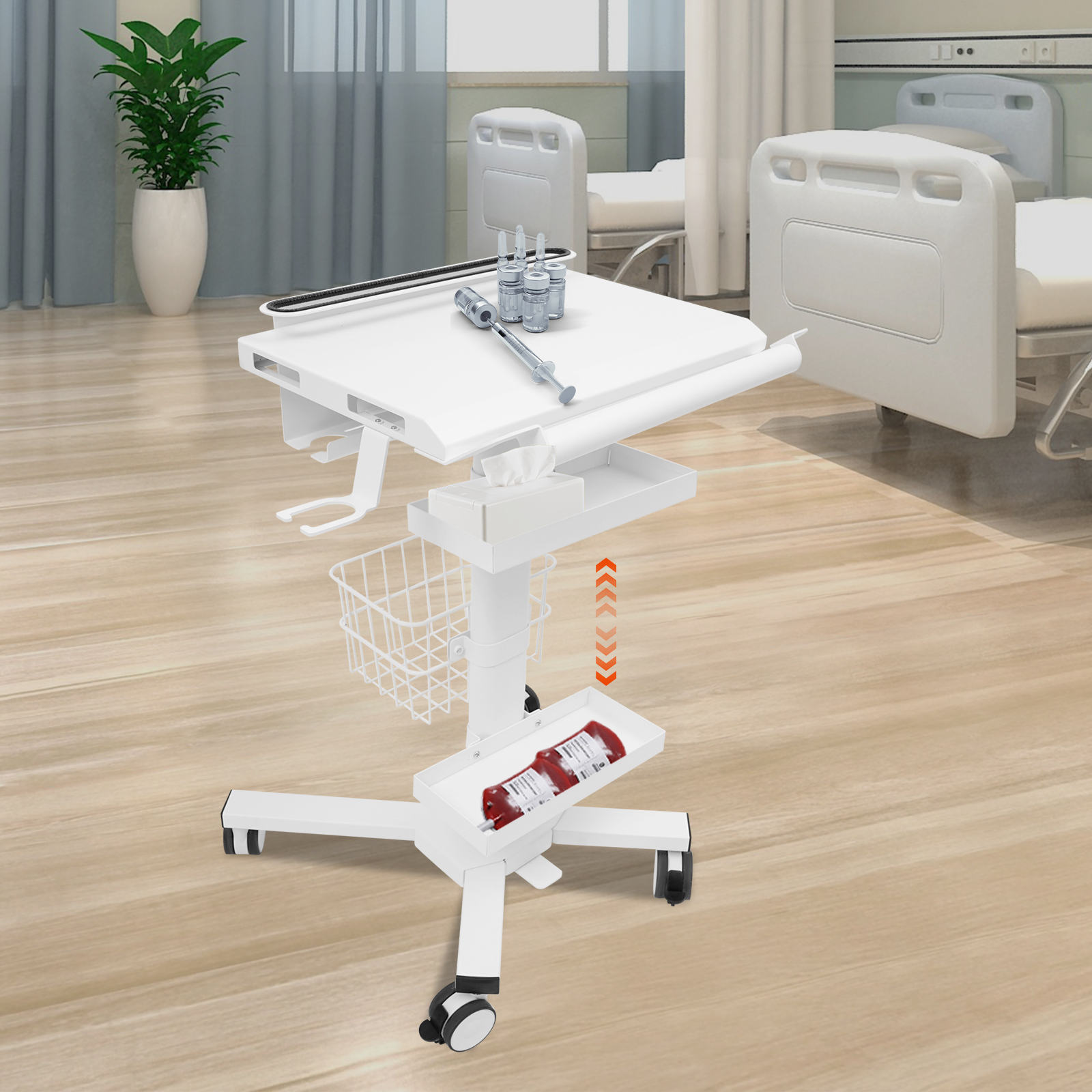 Medical Lab Officer - Medical Cart, Spacious Work Tabletop Pneumatic